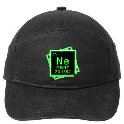 Neon Element Chemistry Periodic Table Science Nerd 7-Panel Snapback Hat