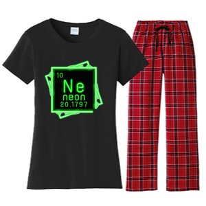 Neon Element Chemistry Periodic Table Science Nerd Women's Flannel Pajama Set