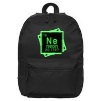 Neon Element Chemistry Periodic Table Science Nerd 16 in Basic Backpack