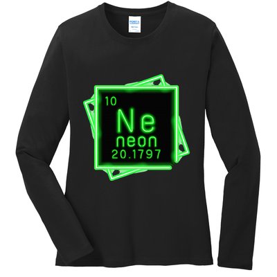 Neon Element Chemistry Periodic Table Science Nerd Ladies Long Sleeve Shirt