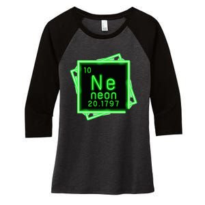 Neon Element Chemistry Periodic Table Science Nerd Women's Tri-Blend 3/4-Sleeve Raglan Shirt