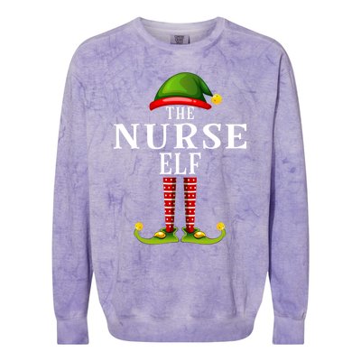 Nurse Elf Christmas Matching Family Group Pjs Cute Gift Colorblast Crewneck Sweatshirt