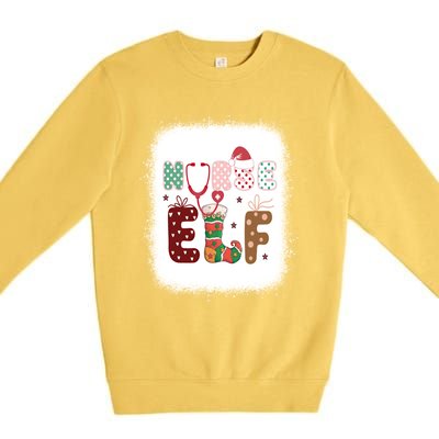 Nurse Elf Christmas Stethoscope Nurses Xmas Pajamas Gift Premium Crewneck Sweatshirt