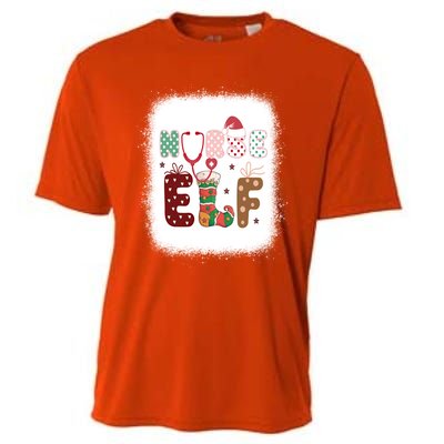 Nurse Elf Christmas Stethoscope Nurses Xmas Pajamas Gift Cooling Performance Crew T-Shirt