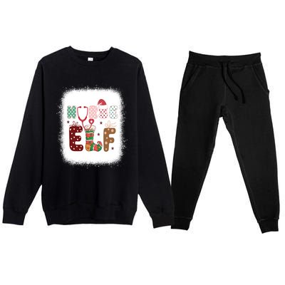 Nurse Elf Christmas Stethoscope Nurses Xmas Pajamas Gift Premium Crewneck Sweatsuit Set