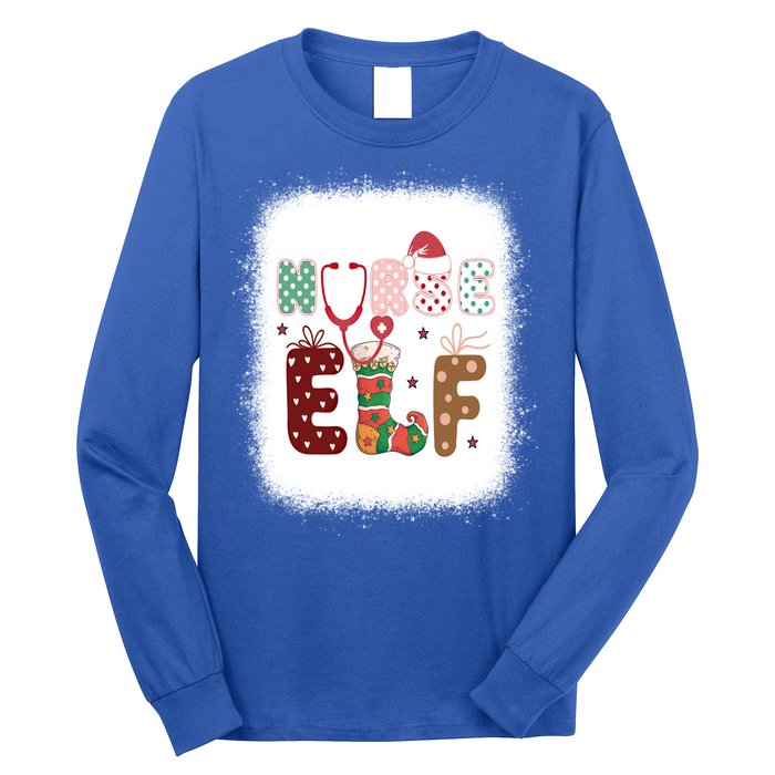 Nurse Elf Christmas Stethoscope Nurses Xmas Pajamas Gift Long Sleeve Shirt