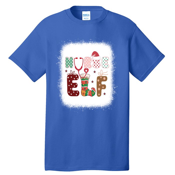 Nurse Elf Christmas Stethoscope Nurses Xmas Pajamas Gift Tall T-Shirt