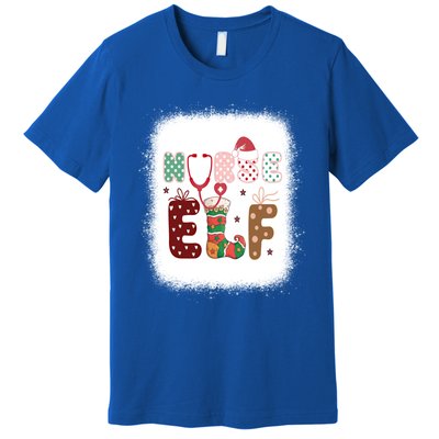 Nurse Elf Christmas Stethoscope Nurses Xmas Pajamas Gift Premium T-Shirt