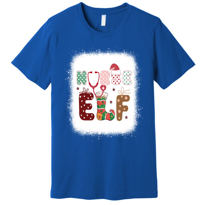 Nurse Elf Christmas Stethoscope Nurses Xmas Pajamas Gift Premium T-Shirt