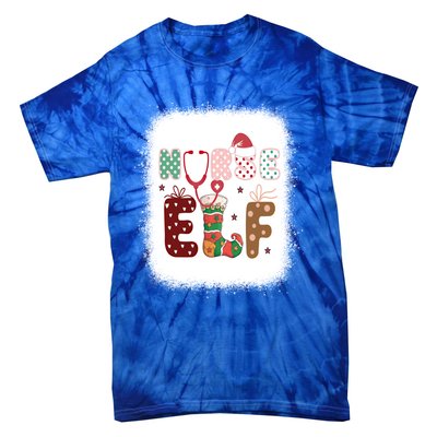 Nurse Elf Christmas Stethoscope Nurses Xmas Pajamas Gift Tie-Dye T-Shirt