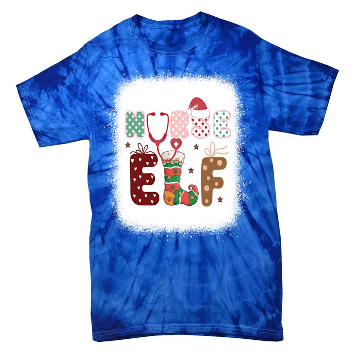 Nurse Elf Christmas Stethoscope Nurses Xmas Pajamas Gift Tie-Dye T-Shirt