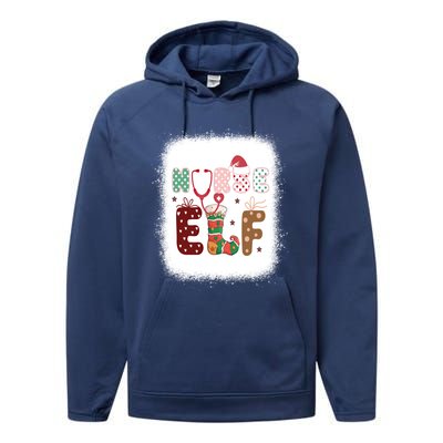 Nurse Elf Christmas Stethoscope Nurses Xmas Pajamas Gift Performance Fleece Hoodie