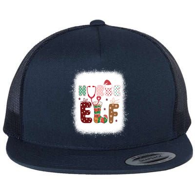 Nurse Elf Christmas Stethoscope Nurses Xmas Pajamas Gift Flat Bill Trucker Hat