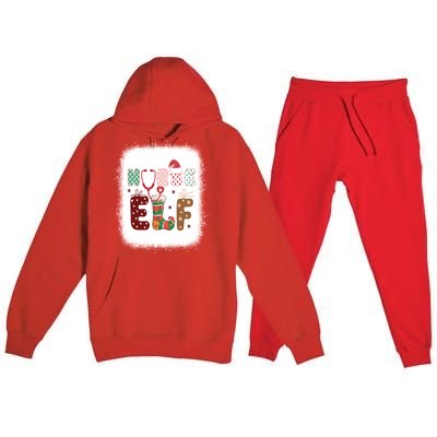 Nurse Elf Christmas Stethoscope Nurses Xmas Pajamas Gift Premium Hooded Sweatsuit Set