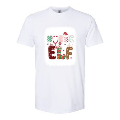 Nurse Elf Christmas Stethoscope Nurses Xmas Pajamas Gift Softstyle CVC T-Shirt