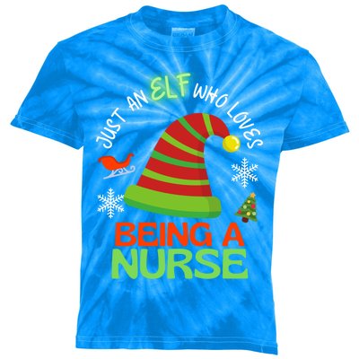 Nurse Elf Christmas Party Matching Family Gift Kids Tie-Dye T-Shirt