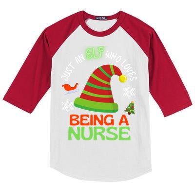 Nurse Elf Christmas Party Matching Family Gift Kids Colorblock Raglan Jersey