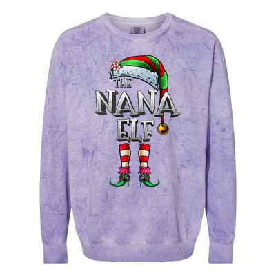 Nana Elf Christmas Family Festive Gift Colorblast Crewneck Sweatshirt