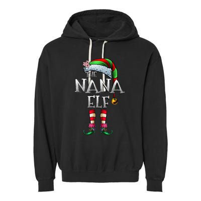 Nana Elf Christmas Family Festive Gift Garment-Dyed Fleece Hoodie