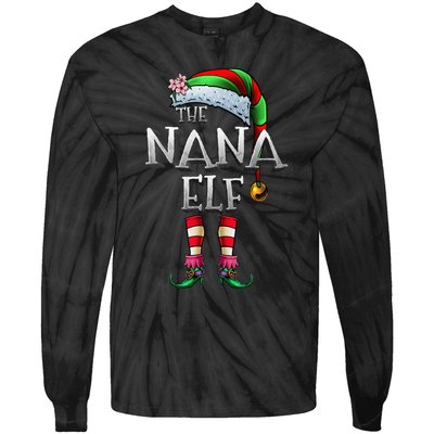 Nana Elf Christmas Family Festive Gift Tie-Dye Long Sleeve Shirt