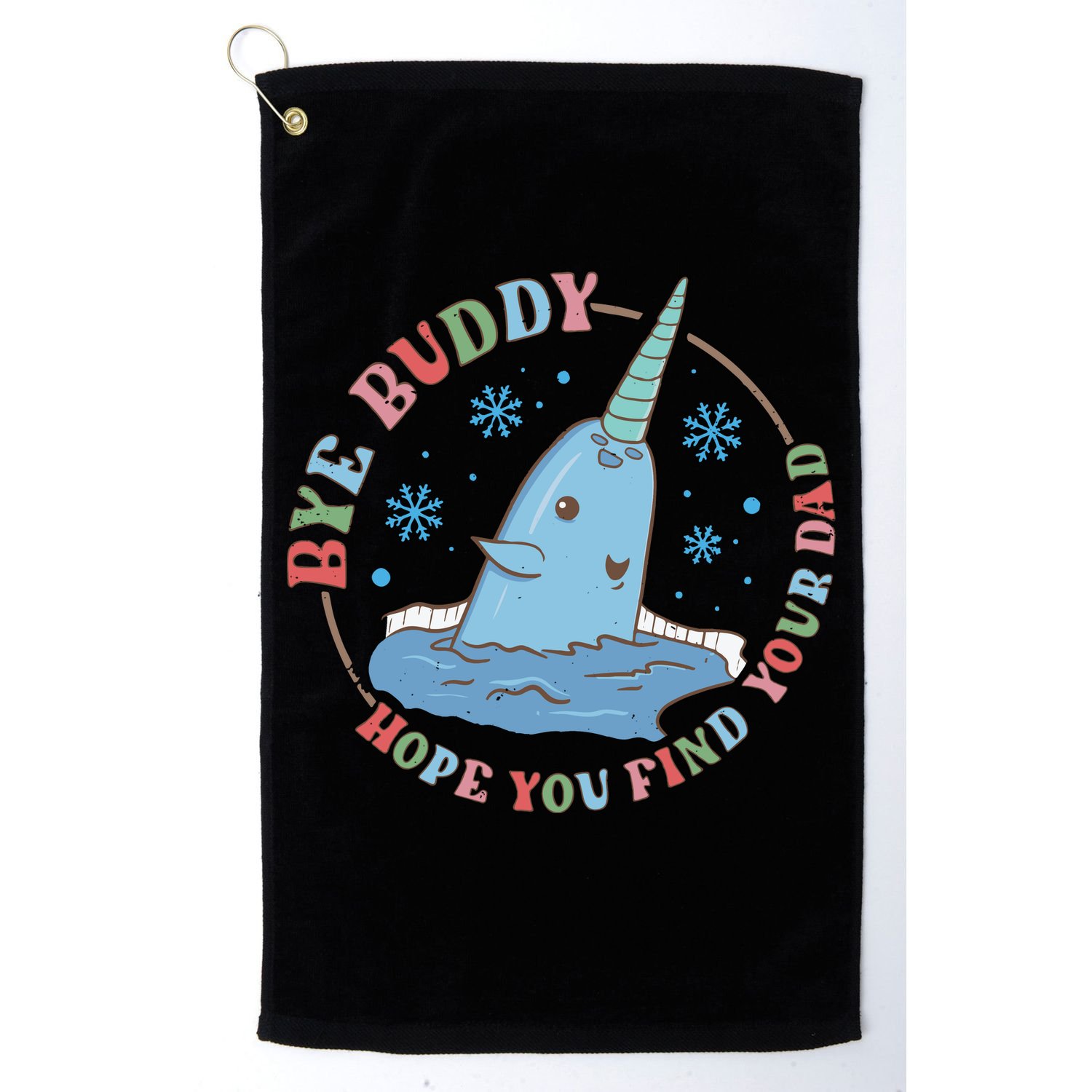 Narwhal Elf Christmas Movie Funny Holiday Golf Towel