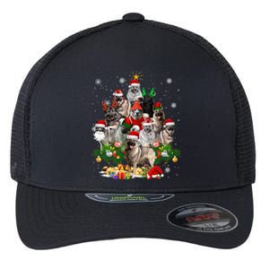 Norwegian Elkhound Christmas Tree Lights Funny Dog Xmas Gift Flexfit Unipanel Trucker Cap