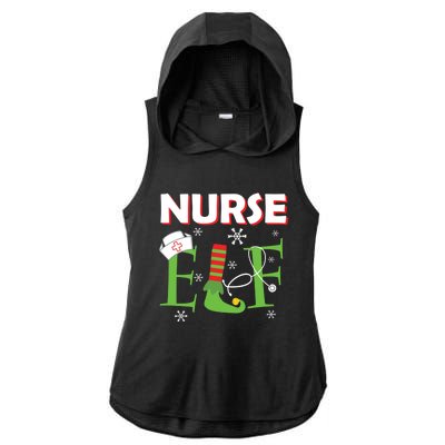 Nurse Elf Christmas Matching Group Costume Xmas Gift Ladies PosiCharge Tri-Blend Wicking Draft Hoodie Tank