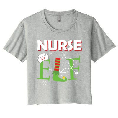 Nurse Elf Christmas Matching Group Costume Xmas Gift Women's Crop Top Tee