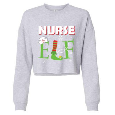 Nurse Elf Christmas Matching Group Costume Xmas Gift Cropped Pullover Crew