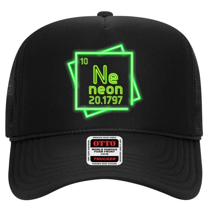 Neon Element Chemistry Periodic Table Science Nerd High Crown Mesh Back Trucker Hat