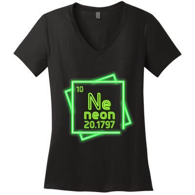 Neon Element Chemistry Periodic Table Science Nerd Women's V-Neck T-Shirt