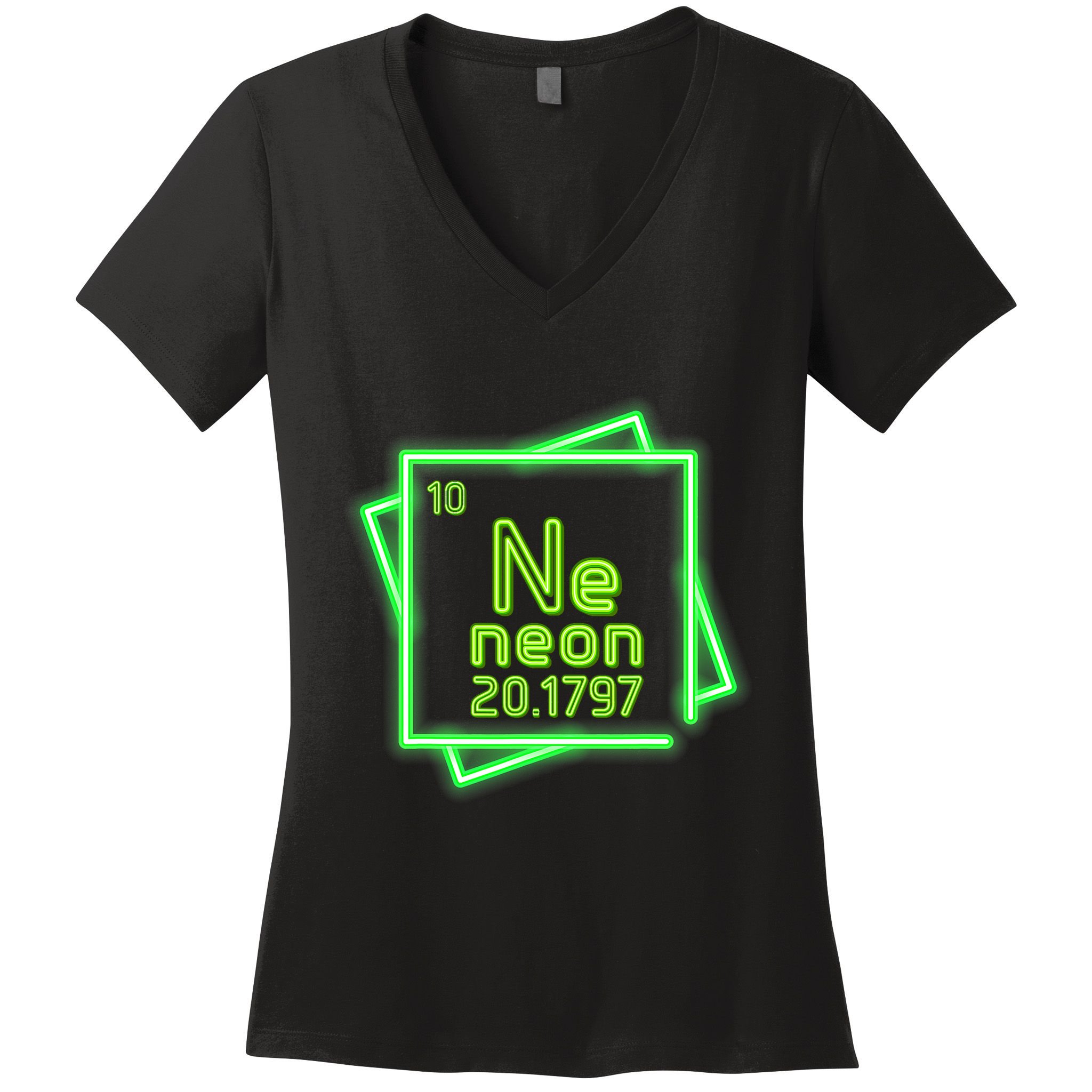 Neon Element Chemistry Periodic Table Science Nerd Women's V-Neck T-Shirt