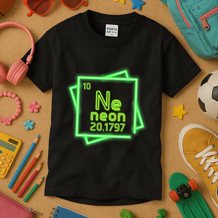 Neon Element Chemistry Periodic Table Science Nerd Kids T-Shirt
