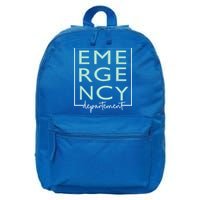 Nurse Emergency Departt Emergency Nursing Room Healthcare Gift 16 in Basic Backpack