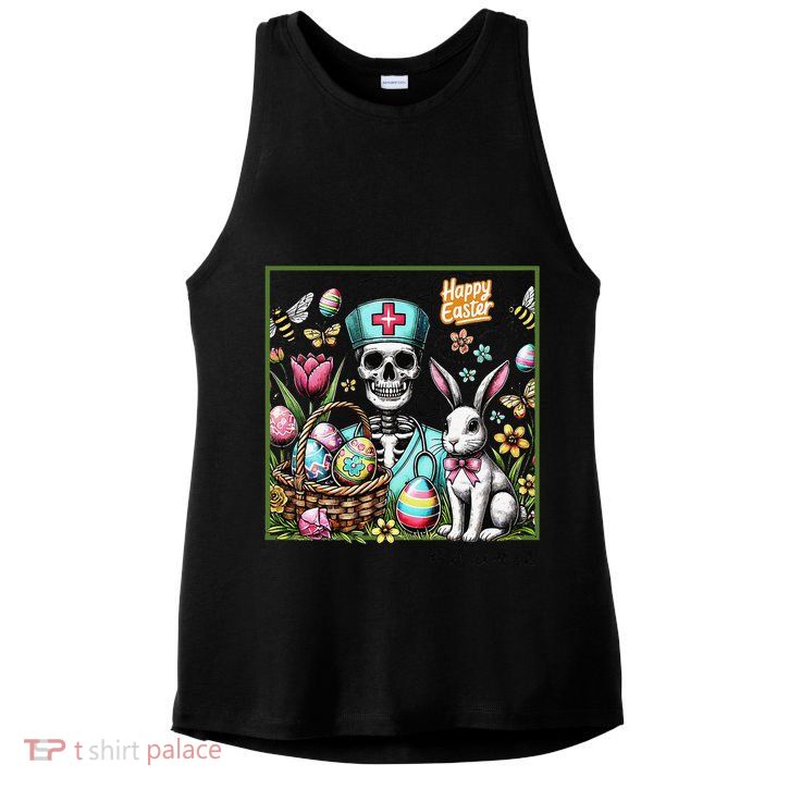 Nurse Easter Day Skeleton Cute Bunny Eggs Coquette Nursing Ladies PosiCharge Tri-Blend Wicking Tank