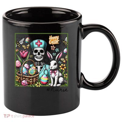 Nurse Easter Day Skeleton Cute Bunny Eggs Coquette Nursing 11oz C Handle Ceramic Mug
