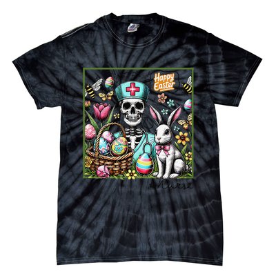 Nurse Easter Day Skeleton Cute Bunny Eggs Coquette Nursing Tie-Dye T-Shirt