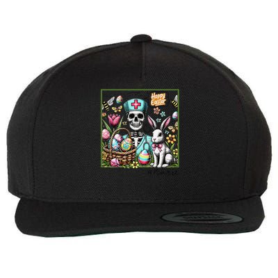 Nurse Easter Day Skeleton Cute Bunny Eggs Coquette Nursing Wool Snapback Cap