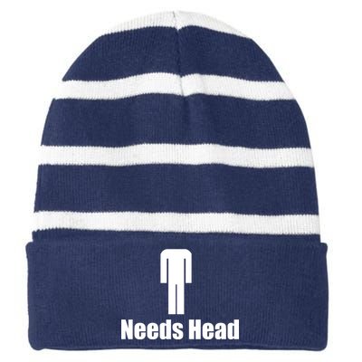 Needs Head Striped Beanie with Solid Band