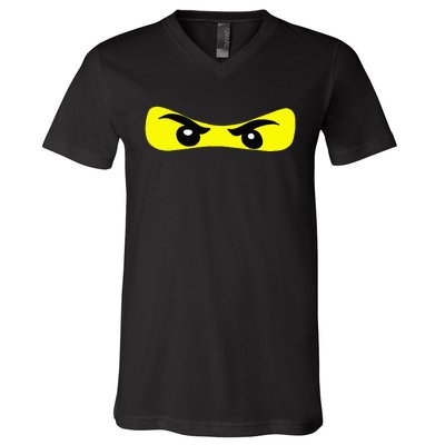 Ninja Eyes Funny Halloween Ninja Costume V-Neck T-Shirt