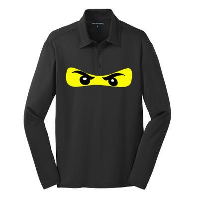 Ninja Eyes Funny Halloween Ninja Costume Silk Touch Performance Long Sleeve Polo