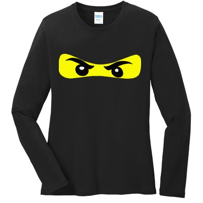 Ninja Eyes Funny Halloween Ninja Costume Ladies Long Sleeve Shirt