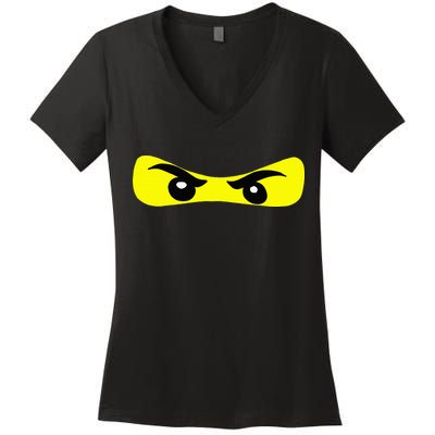 Ninja Eyes Funny Halloween Ninja Costume Women's V-Neck T-Shirt