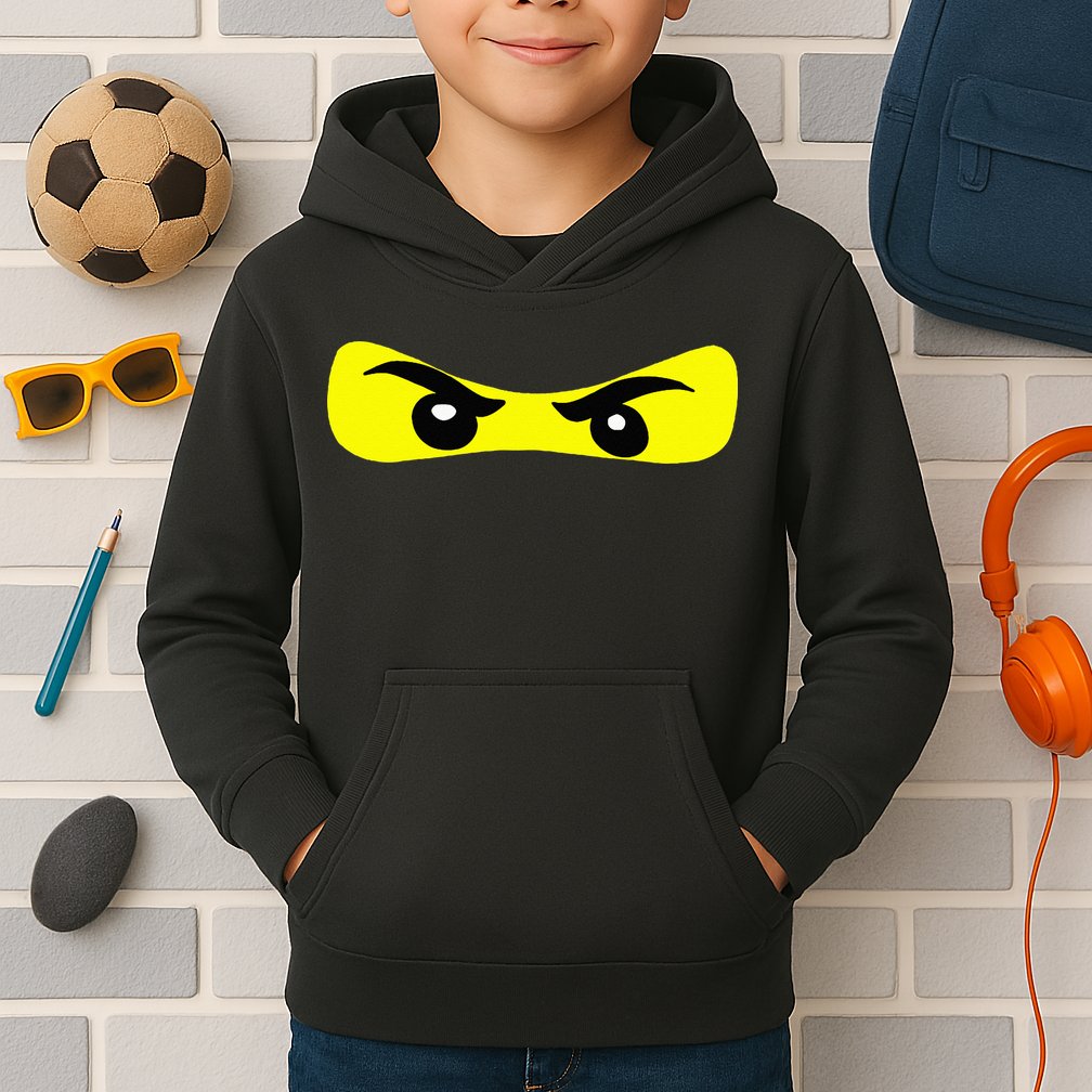 Ninja Eyes Funny Halloween Ninja Costume Kids Hoodie
