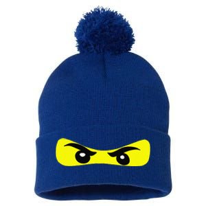 Ninja Eyes Funny Halloween Ninja Costume Pom Pom 12in Knit Beanie