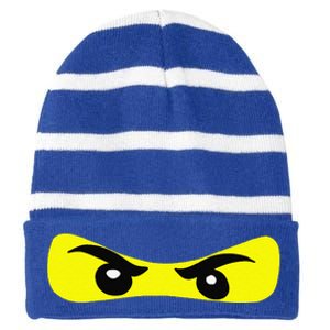 Ninja Eyes Funny Halloween Ninja Costume Striped Beanie with Solid Band