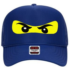 Ninja Eyes Funny Halloween Ninja Costume High Crown Mesh Back Trucker Hat