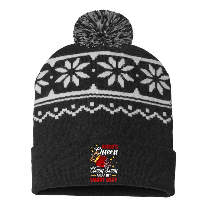 New England Football Queen Classy Sassy And A Bit Smart Assy USA-Made Snowflake Beanie