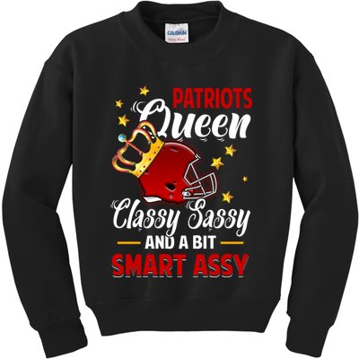 New England Football Queen Classy Sassy And A Bit Smart Assy Kids Sweatshirt