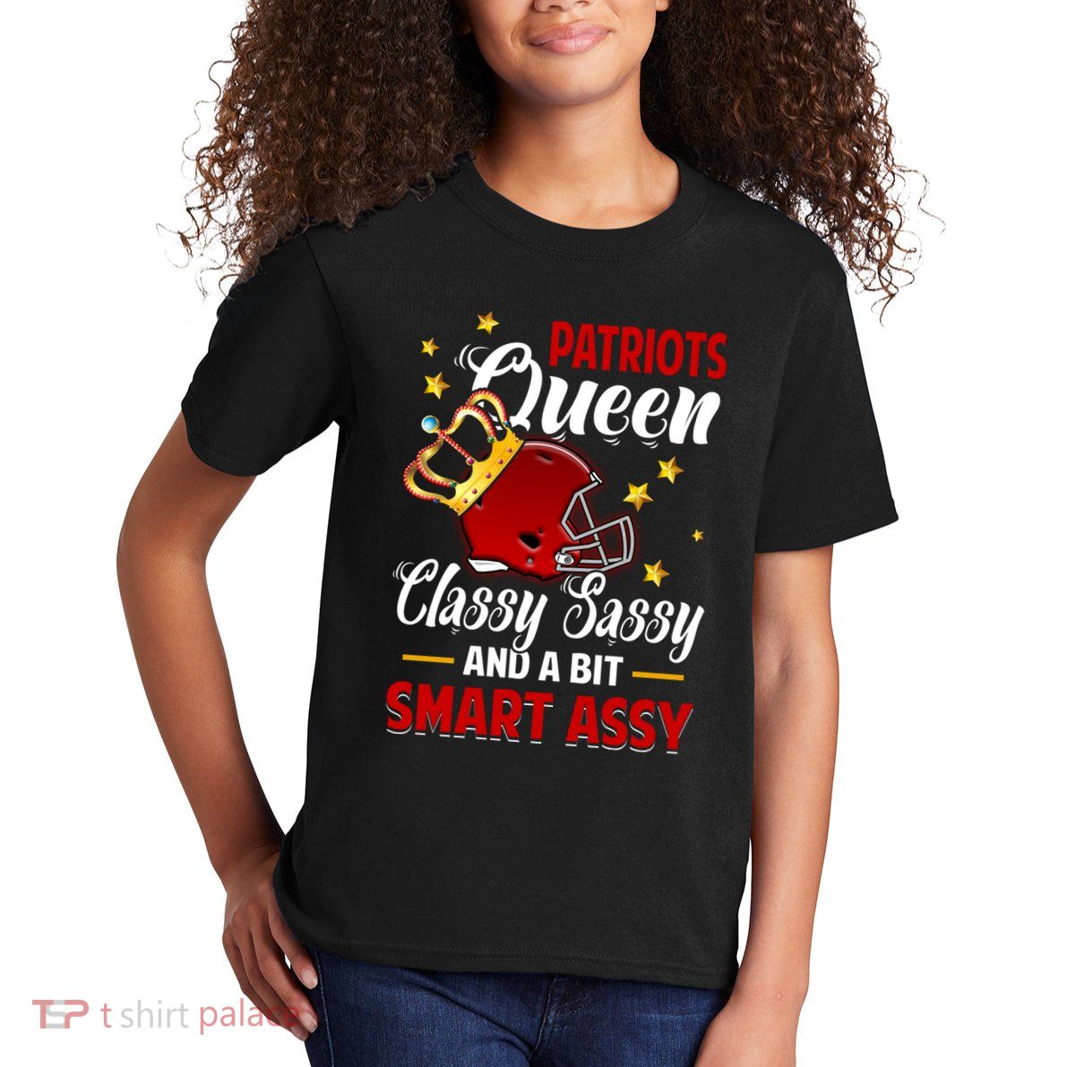 New England Football Queen Classy Sassy And A Bit Smart Assy Kids T-Shirt
